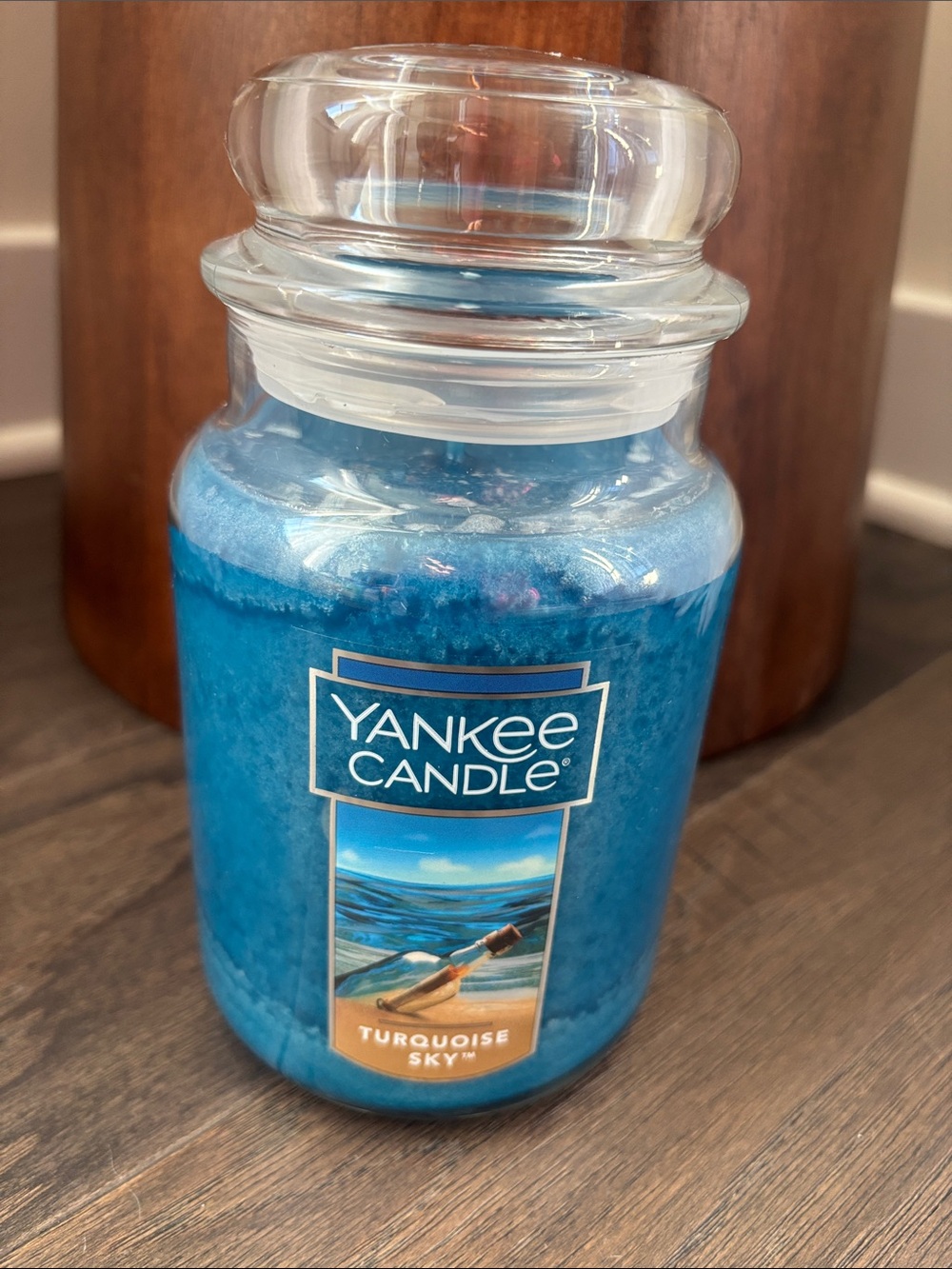 Yankee Candle Turquoise Sky,Lotus Flower,White Lily,Freesia,Sea Grass,Musk,wood